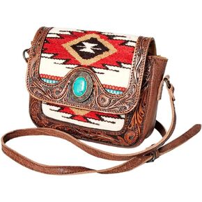 American Darling Messenger Hand Tooled Saddle Blanket Genuine Leather Western Women Bag Handbag Purse | Cute in Kuwait