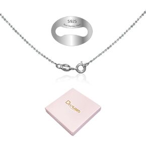 Thin Solid 925 Sterling Silver Chain Necklace 1.1mm, 14 16 18 20 22 24 Inch, Cable Chain, Anti-tarnish, Hypoallergenic, Includes Gift Box, Strong Dainty Chain for Women, Made in Thailand in Saudi Arabia