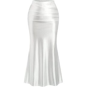 تنورة Floerns النسائية ذات الحجم الكبير الأنيقة عالية الخصر للحفلات ذات ذيل السمكة متوسطة الطول in Kuwait