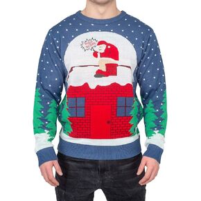 Costume Agent Santa Claus Pooping Chimney Ugly Christmas Sweater in Saudi Arabia