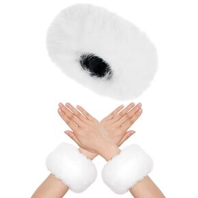 choyaxo Faux Fur Headband Set Including Faux Fur Headband Fuzzy Wrist Cuff for Winter in Saudi Arabia