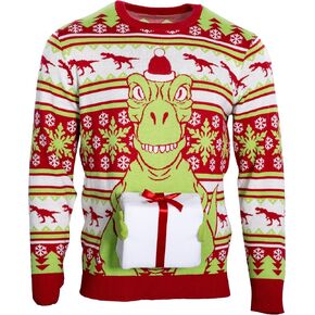 T-Rex Santa Hat 3D Interactive Gift Box Funny Ugly Christmas Sweater in Saudi Arabia