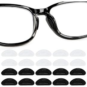 وسادات أنف للنظارات، وسادة أنف من السيليكون مضادة للانزلاق للنظارات، وسادة أنف لاصقة بديلة ناعمة غير قابلة للانزلاق للنظارات الشمسية للإطارات البلاستيكية للنظارات الشمسية 1 مم (5 أسود و5 شفاف) in Kuwait