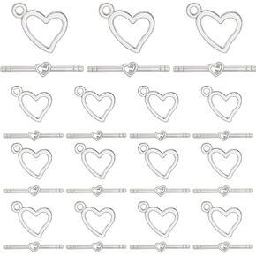 1 Box 120 Sets Heart Toggle Clasp Silver Toggle Bracelet Clasps Bulk Tibetan Style Alloy T-bar Closure Jewelry Clasp Connectors for Jewelry Making Pendants Bracelet Necklace Earring DIY Craft in Saudi Arabia