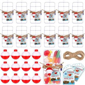 24 Sets Fishing Party Favors Candy Little Tackle Boxes with 24 Red White Floater 24 Thank You Cards for Making My Party Reel Fun Fishing Theme Party Fishing Decorations Decor Fishing Party in Kuwait