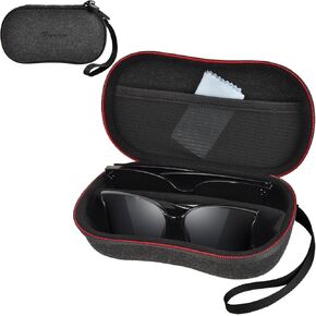 Double Sunglasses Case Organizer, Dual Eyeglass Men Travel Box with Divider & Half Mesh Pocket, Hard Shell Protective Women Glasses Holder with Zippers and Detachable Wrist Strap – (Bag Only) in Saudi Arabia