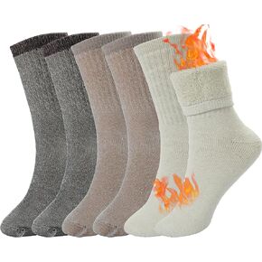 BomKinta Wool Hiking Socks Women - Merino Thick Warm Thermal Boot Socks - Winter Cozy Crew Sock Size 5-11 in Kuwait