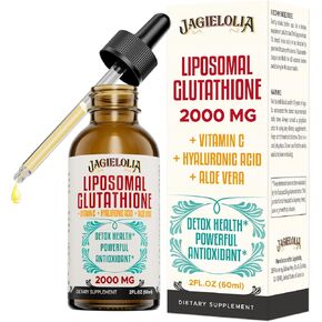 سائل الجلوتاثيون الشحمي 2000 مجم - مكمل مضاد للسموم مضاد للأكسدة للنساء والرجال، الدفاع عن الشيخوخة، وظائف الكبد والطاقة، مع حمض الهيالورونيك + الصبار + فيتامين C، طبيعي ونباتي، 4 أونصة سائلة in Kuwait
