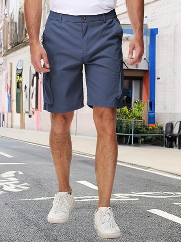 Men's Summer Breathable Cargo Shorts Loose Casual Elastic Waist Multi-Pocket Shorts in Saudi Arabia