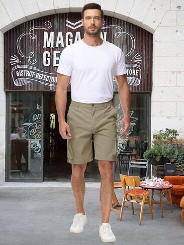 Men's Summer Breathable Cargo Shorts Loose Casual Elastic Waist Multi-Pocket Shorts in Saudi Arabia