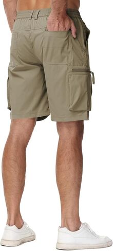 Men's Summer Breathable Cargo Shorts Loose Casual Elastic Waist Multi-Pocket Shorts in Saudi Arabia