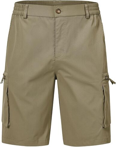 Men's Summer Breathable Cargo Shorts Loose Casual Elastic Waist Multi-Pocket Shorts in Saudi Arabia