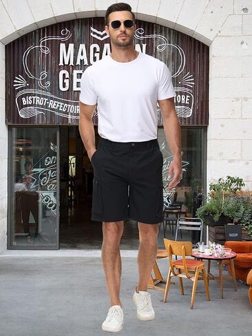 Men's Summer Breathable Cargo Shorts Loose Casual Elastic Waist Multi-Pocket Shorts in Saudi Arabia
