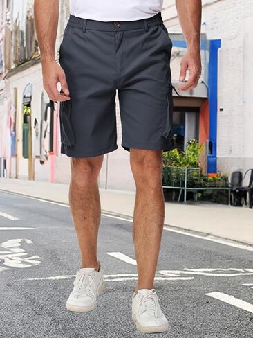 Men's Summer Breathable Cargo Shorts Loose Casual Elastic Waist Multi-Pocket Shorts in Saudi Arabia