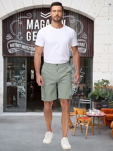 Men's Summer Breathable Cargo Shorts Loose Casual Elastic Waist Multi-Pocket Shorts in Saudi Arabia