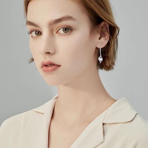 Pearl Dangle Drop Earrings for Women 925 Sterling Silver Infinity Leverback Earrings with 6MM White Pearl Jewelry in Saudi Arabia