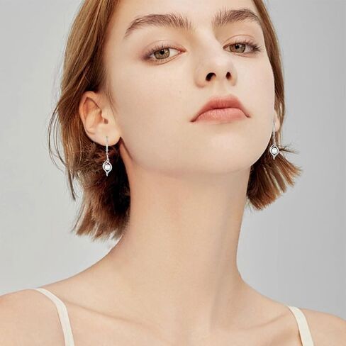 Pearl Dangle Drop Earrings for Women 925 Sterling Silver Infinity Leverback Earrings with 6MM White Pearl Jewelry in Saudi Arabia