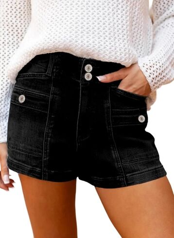 Astylish Women's High Waisted Shorts Jean Stretchy Casual Fashion Trendy Double Button Fly Denim Shorts in Saudi Arabia
