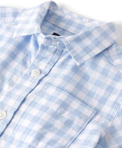 The Children's Place Boys' Long Sleeve Poplin Button Up Shirt, Whirlwhind Gingham, X-Large in Saudi Arabia