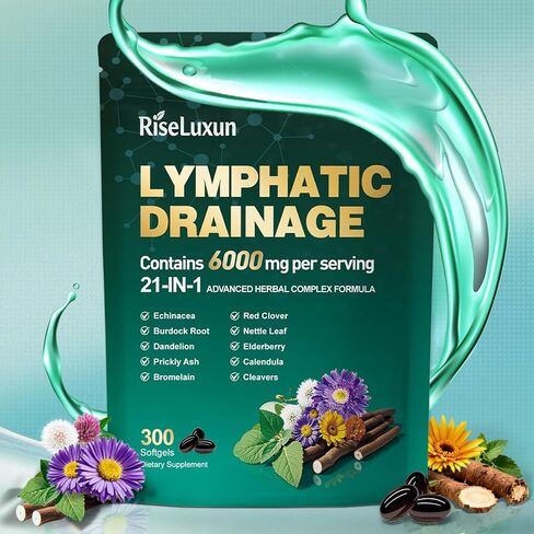 مكملات التصريف اللمفاوي الشحمي 21 في 1، كمية تكفي 100 يوم، 6000 مجم دعم النظام الليمفاوي للنساء والرجال الذين يعانون من الإشنسا والهندباء والأرقطيون والبروميلين والآذريون والكركم والمزيد، 300 كبسولة هلامية in Kuwait