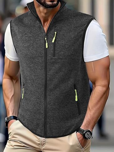 Men’s Puffer Sleeveless Vest with Zipper Pockets Lightweight Casual Vest Winter Warm Outdoor Jacket in Saudi Arabia