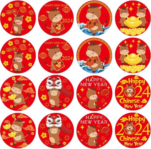 256 Pcs Chinese Lunar New Year Candy Stickers for Chinese New Year Decorations Classic 2025 Year of The Snake Round Candy Sticker Favors - Labels Fit Chocolate Candy in Saudi Arabia