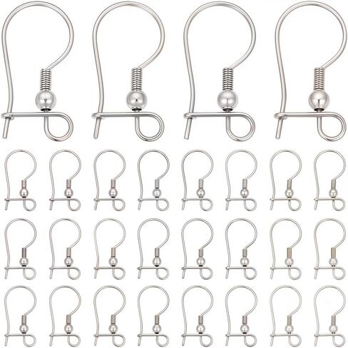 SUNNYCLUE 1 Box 100Pcs Silver Ear Wire Hooks Kidney Earring Hooks Lever Back Fish Earwires Findings Teardrop Stainless Steel Long Ear Wires Connector for Jewelry Making Supplies DIY Dangle Earrings in Saudi Arabia