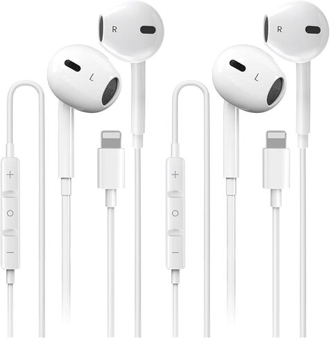سماعات سلكية سلكية لسماعات أذن iPhone مع ميكروفون مدمج ومتحكم في مستوى الصوت HIFI HIFI STEREO NOSIE تخفيض الأذن متوافقة مع iPhone 14 MAX/13/11/11/XR/XS/X/8/7/SE دعم جميع نظام iOS in Kuwait