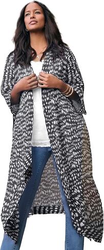 Roaman's Women's Plus Size Flowy Chiffon Duster in Saudi Arabia