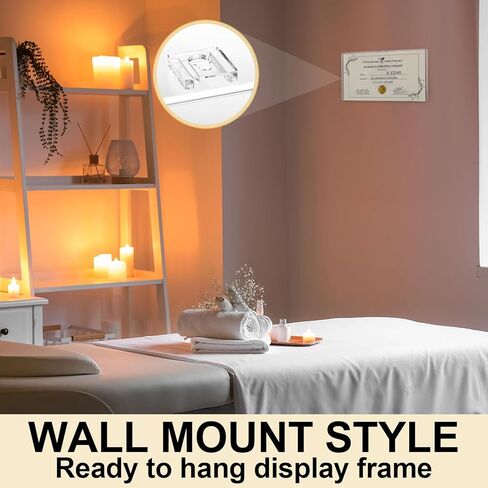 Amyhill 4 قطع إطار ترخيص عمل من الأكريليك الشفاف لإطار ترخيص مستحضرات التجميل على الحائط 8.55 × 3.84 × 0.2 بوصة مع مشبك تعليق من الأكريليك حامل شهادة العرض لصالونات التجميل والمكاتب in Kuwait