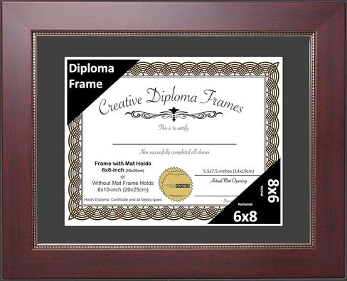 Creative Picture Frames 14x17 Empire Mahogany Diploma Frame with Black Mat Glass and Installed Wall Hangers | Frame Holds 16x20 Media without Mat in Saudi Arabia