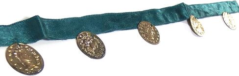 5 ياردات من الخرز الزجاجي الهندي الأصلي متعدد الألوان على شريط من الساتان - بطول 0.75 بوصة - خياطة عصر النهضة كرنفال وأزياء هاواي للرقص - #VFR-3 in Kuwait