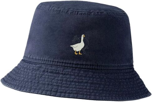 Bucket Hat for Men Women Goose Animal Embroidered Washed Cotton Unisex Bucket Hats in Saudi Arabia