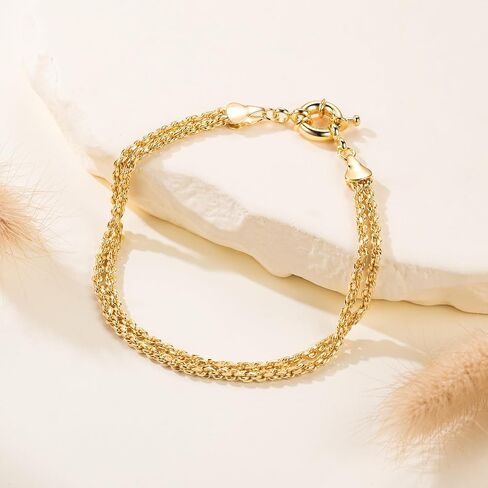 Gold Bracelets For Women 14K Gold Bracelet For Women Layered Bracelet For Womens Beauty In Simplicity Understated Handmade Rope Bracelets For Womens 6.7/7.5/8.3 Inches in Saudi Arabia