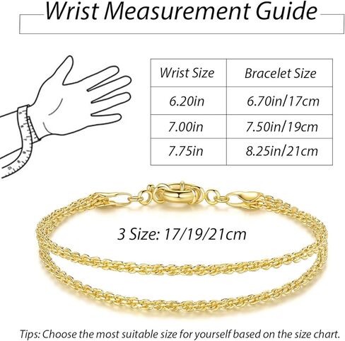 Gold Bracelets For Women 14K Gold Bracelet For Women Layered Bracelet For Womens Beauty In Simplicity Understated Handmade Rope Bracelets For Womens 6.7/7.5/8.3 Inches in Saudi Arabia