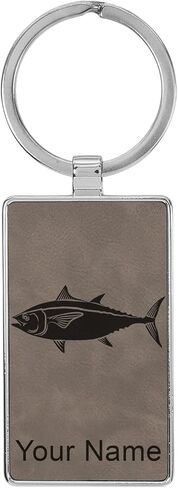 LaserGram Rectangle Keychain, Tuna Fish, Personalized Engraving Included (Metal Frame) in Kuwait