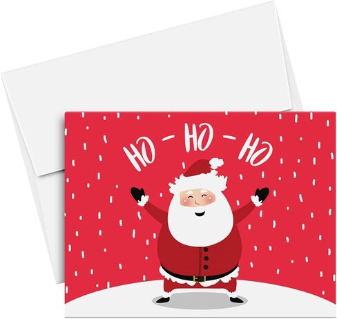 Ho Ho Holiday Greeting Cards & Envelopes Funny and Cute Emoji Black Fold Over for Christmas and New Year 4.25 x 5.5" | 25 Cards & 25 Envelopes in Saudi Arabia