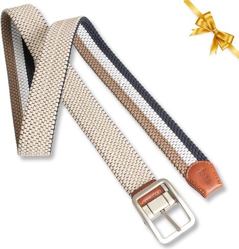 Mens Braided Stretch Belt – Adjustable Reversible Woven Golf Belt for Casual, Work, and Active Wear in Kuwait