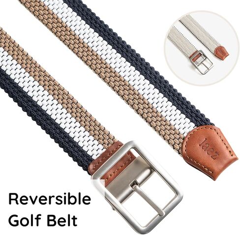 Mens Braided Stretch Belt – Adjustable Reversible Woven Golf Belt for Casual, Work, and Active Wear in Kuwait