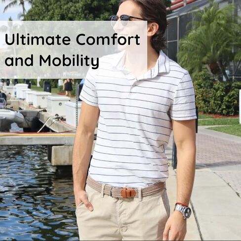 Mens Braided Stretch Belt – Adjustable Reversible Woven Golf Belt for Casual, Work, and Active Wear in Kuwait
