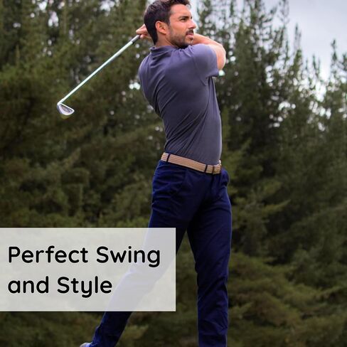 Mens Braided Stretch Belt – Adjustable Reversible Woven Golf Belt for Casual, Work, and Active Wear in Kuwait