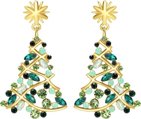 Christmas Earrings for Women Xmas Tree Dangle Earrings Sparkling Rhinestone Gold Snowflake Jewelry Holiday Party Gift for Christmas Accessories in Saudi Arabia