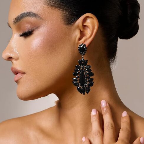Large Rhinestone Chandelier Earrings for Women - Statement Teardrop Crystal Bridal Earrings Trendy Formal Prom Wedding Jewelry Gifts in Saudi Arabia