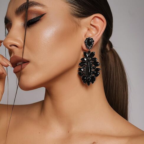 Large Rhinestone Chandelier Earrings for Women - Statement Teardrop Crystal Bridal Earrings Trendy Formal Prom Wedding Jewelry Gifts in Saudi Arabia