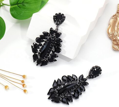 Large Rhinestone Chandelier Earrings for Women - Statement Teardrop Crystal Bridal Earrings Trendy Formal Prom Wedding Jewelry Gifts in Saudi Arabia