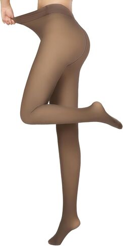Fleece Lined Tights Women,Warm Pantyhose leggings Women,Fake Translucent Thermal Tights for Winter in Saudi Arabia