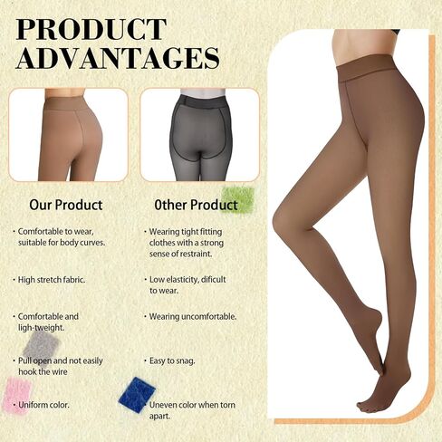 Fleece Lined Tights Women,Warm Pantyhose leggings Women,Fake Translucent Thermal Tights for Winter in Saudi Arabia