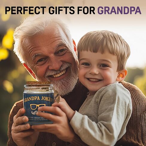 Grandpa Gifts, Gifts for Grandpa, Birthday, Christmas, Fathers Day Gift From Grandkids, Decorative Glass Jar with 90 Jokes in Kuwait
