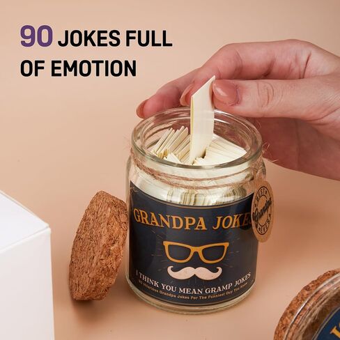 Grandpa Gifts, Gifts for Grandpa, Birthday, Christmas, Fathers Day Gift From Grandkids, Decorative Glass Jar with 90 Jokes in Kuwait