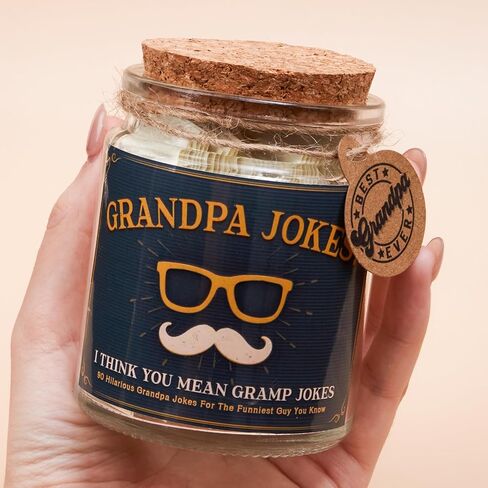 Grandpa Gifts, Gifts for Grandpa, Birthday, Christmas, Fathers Day Gift From Grandkids, Decorative Glass Jar with 90 Jokes in Kuwait